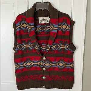 Vintage MILLIGAN BRAND KNITS Chunky Southwestern Hand Knit Vest XL Made in USA